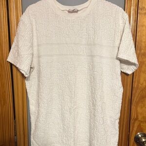 Dior Ivory Embossed Short Sleeve Tee